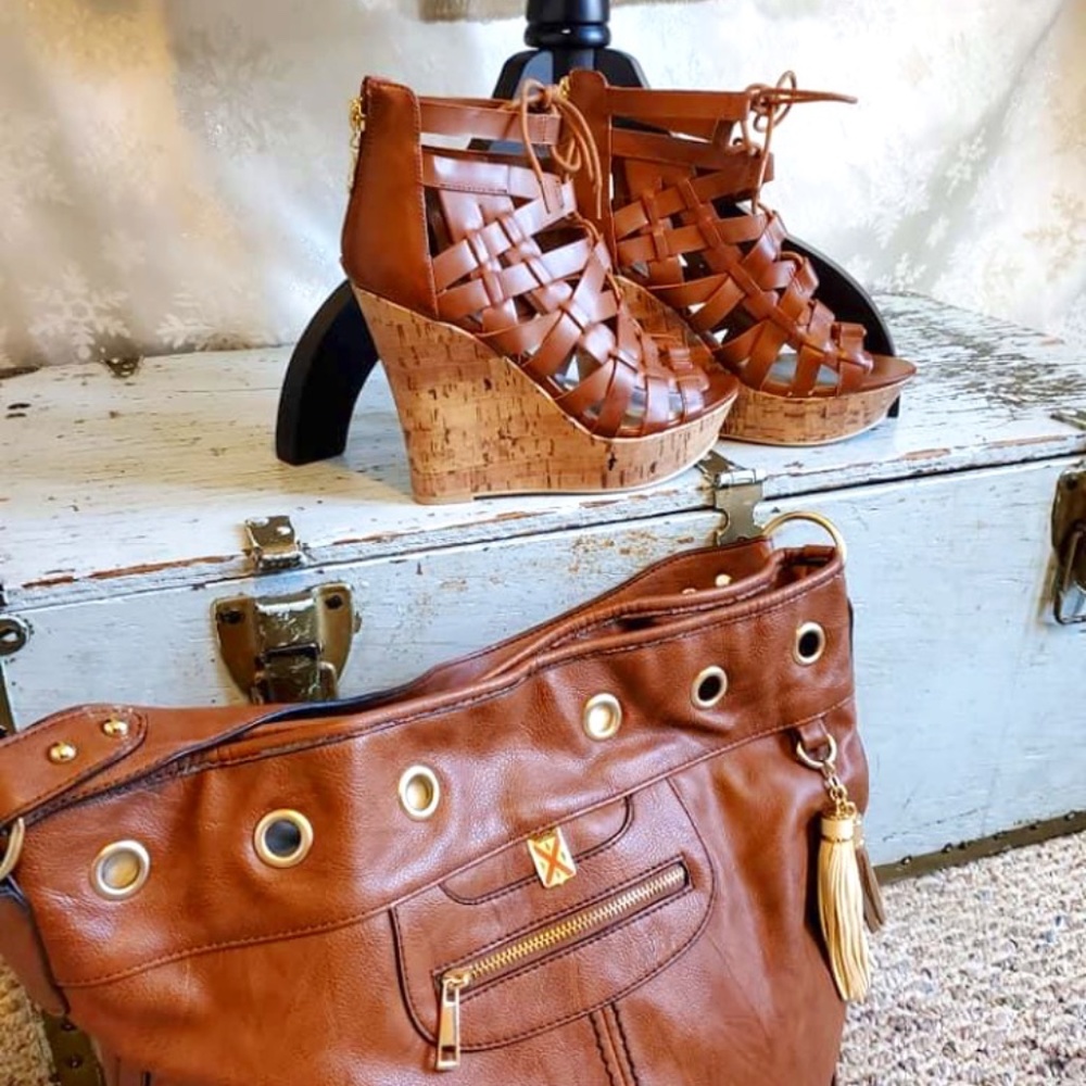 Cork Wedge Brown Sandals Size 7